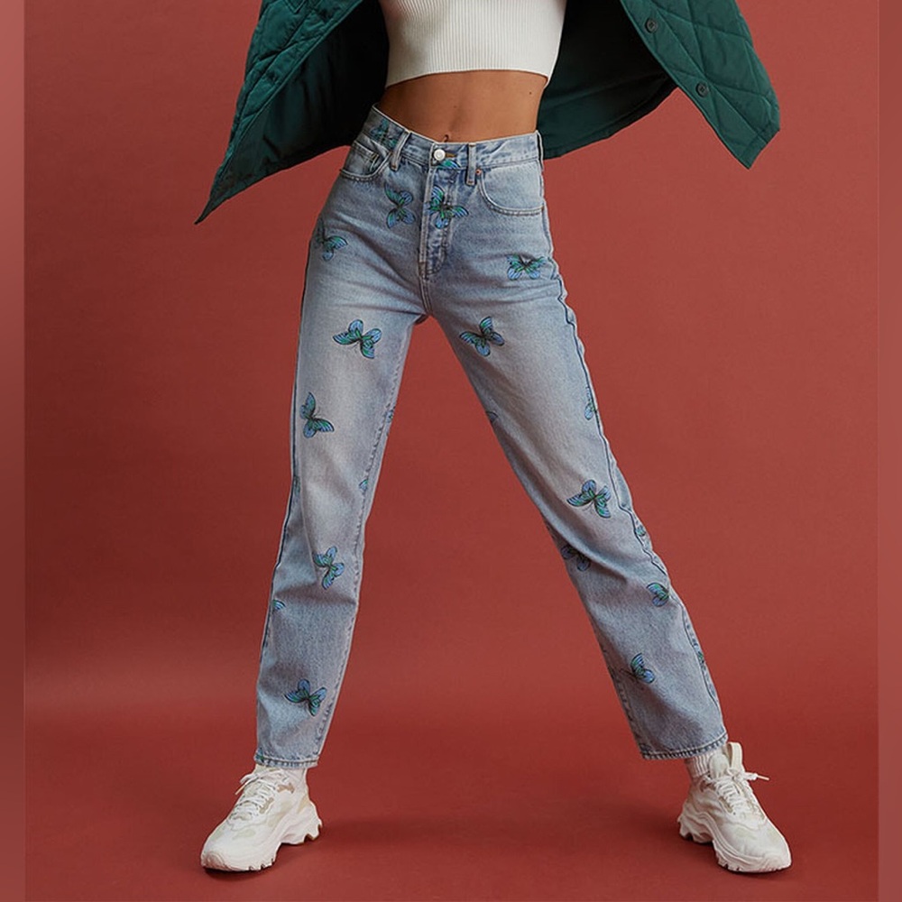 PacSun Eco Butterfly Print High-Rise Dad Jeans - Size 26